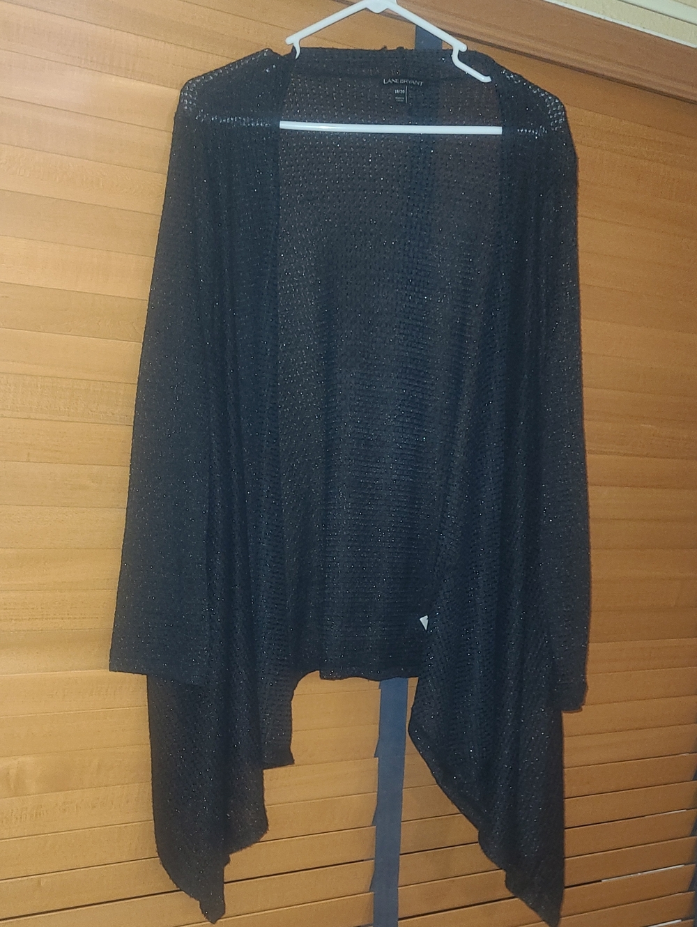 Lane Bryant Black Sparkle Open-Front Draped Cardigan